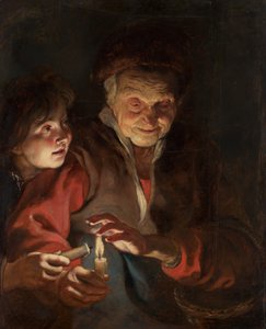 ओल्ड वुमन एंड बॉय विद कैंडल्स, c.1616-1617
